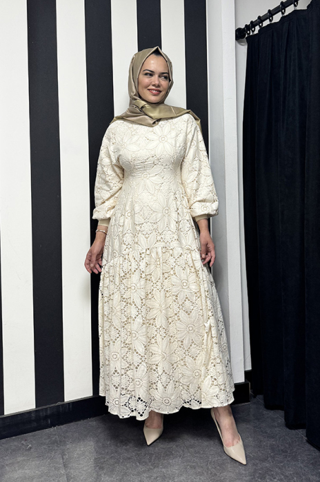 Beys Design Dantel Elbise EKRU - 4