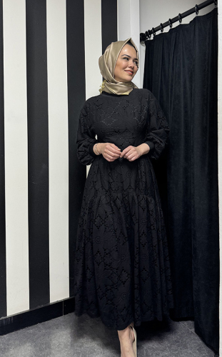 Beys Design Dantel Elbise SİYAH - 3