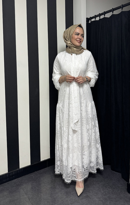 Beys Hafsan Elbise EKRU - 5