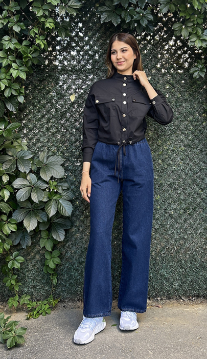 Ceremony Çıtçıtlı Kısa Poplin Ceket SİYAH - 2