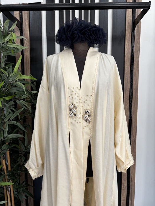 Ceremony Patı İşlemeli Tencel Kaftan KREM - 1