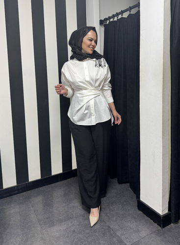 Cloche Oli Bağlamalı Gömlek EKRU - 2