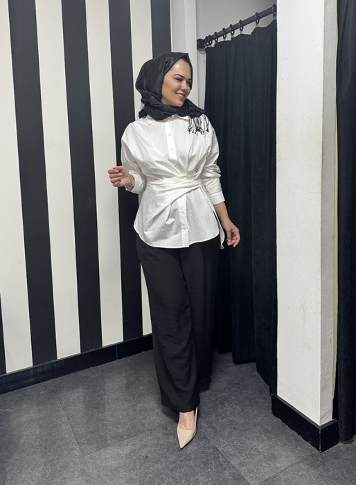 Cloche Oli Bağlamalı Gömlek EKRU - 2