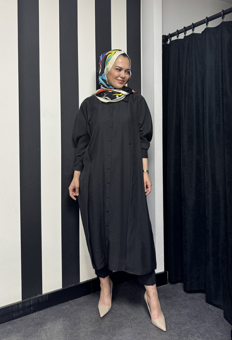 Cloche Osi İlik Detaylı Gömlek SİYAH - 2