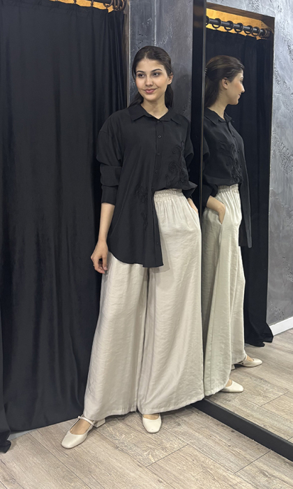 Cloche Osi Nakışlı Gömlek SİYAH - 2