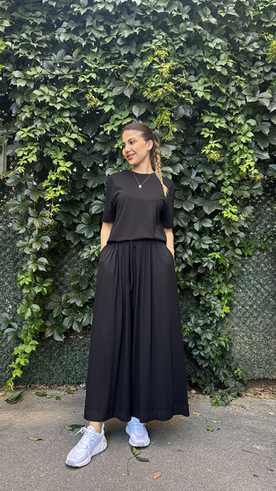 Cloche Tril Kısa Kollu Tshirt SİYAH - 1