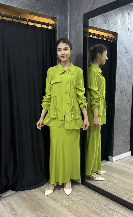 Hukka Büzgü Detaylı Ceket YEŞİL - 2