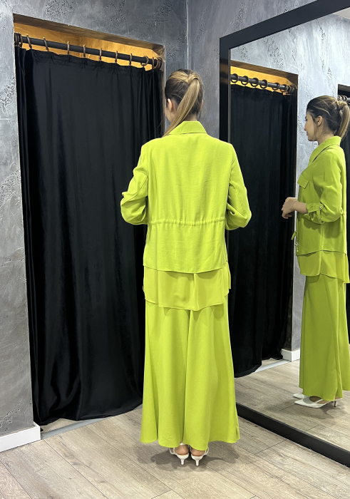 Hukka Büzgü Detaylı Ceket YEŞİL - 5