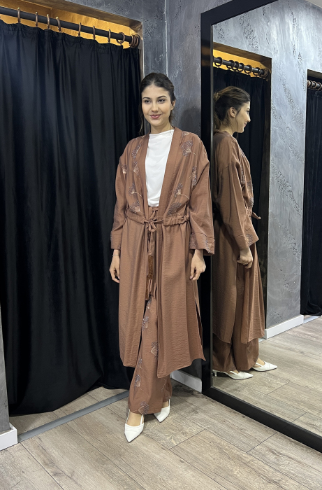 Hukka İşlemeli Kuşak Detaylı Show up Pantolon KİREMİT - 4