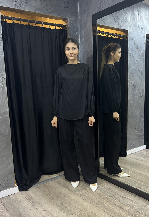 Hukka Vatkalı Tunik SİYAH - 1