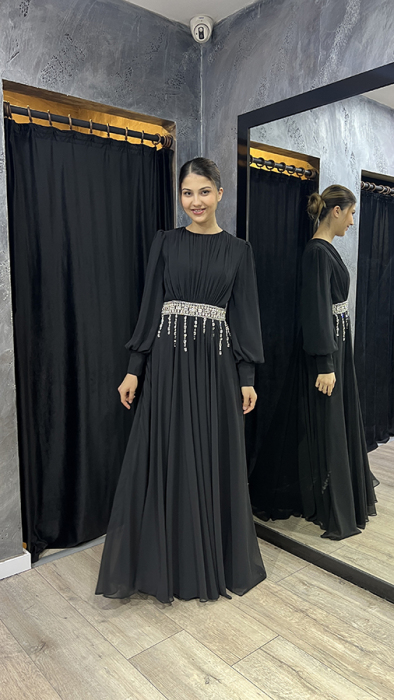 Jamila Sarah Hüsna Elbise SİYAH - 1