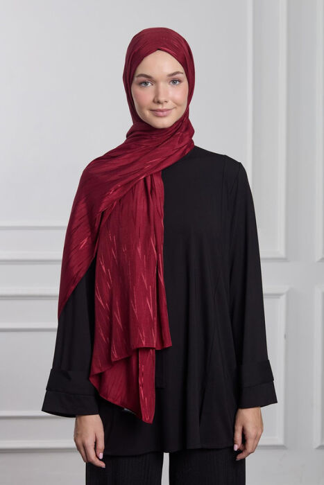 MaQ Aura Silky Jakarlı Şal BORDO - 1