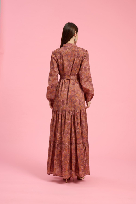 MerWish Lady Etnic Desenli Elbise BORDO - 3