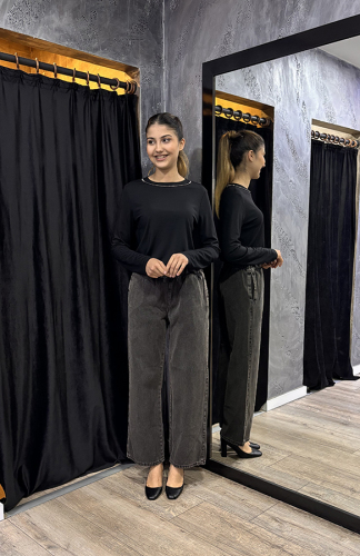 MerWish Palazzo Pantolon SİYAH - 5