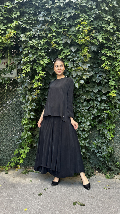 Miss Dalida Asimetrik Kesim Cupro Etek BLACK - 3