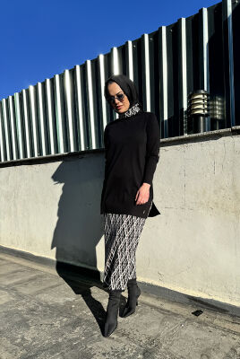 Miss Dalida Baklava Dilimli Kalem Etek BLACK - 1