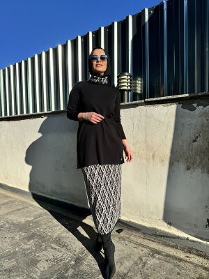 Miss Dalida Baklava Dilimli Kalem Etek BLACK - 2