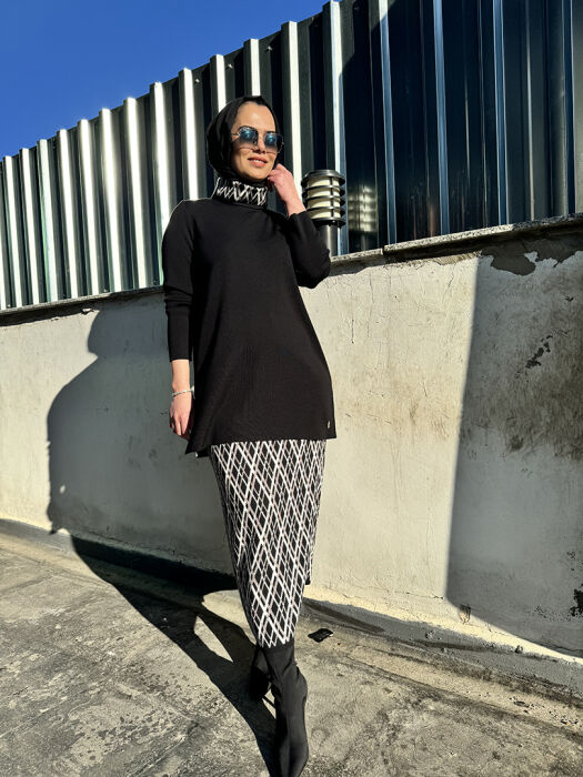 Miss Dalida Baklava Dilimli Kalem Etek BLACK - 3