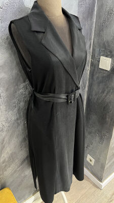 Miss Dalida Cupro Detaylı Triko Yelek BLACK - 6