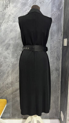 Miss Dalida Cupro Detaylı Triko Yelek BLACK - 7