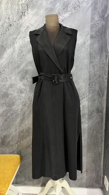 Miss Dalida Cupro Detaylı Triko Yelek BLACK - 5