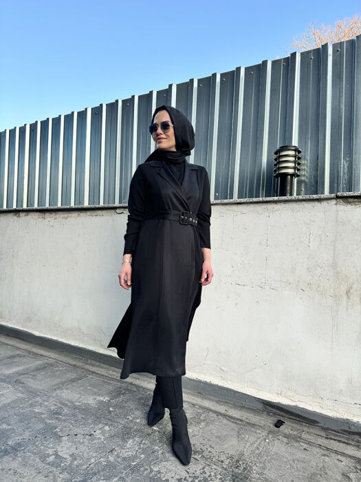 Miss Dalida Cupro Detaylı Triko Yelek BLACK - 3