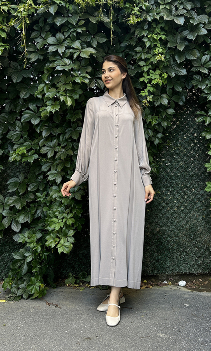 Miss Dalida Gömlek Yaka Triko-Cupro Kap MİNK - 1
