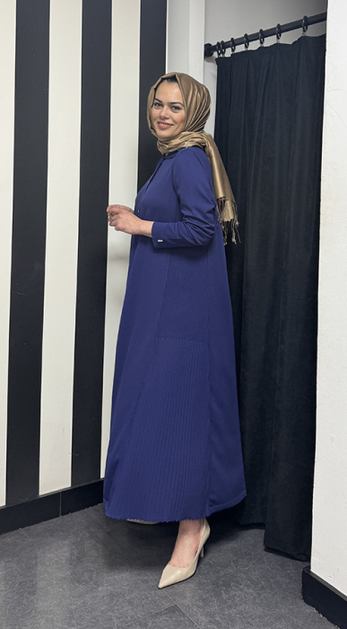 Miss Dalida Gömlek Yaka Uzun Triko Hırka Navy Blue - 3