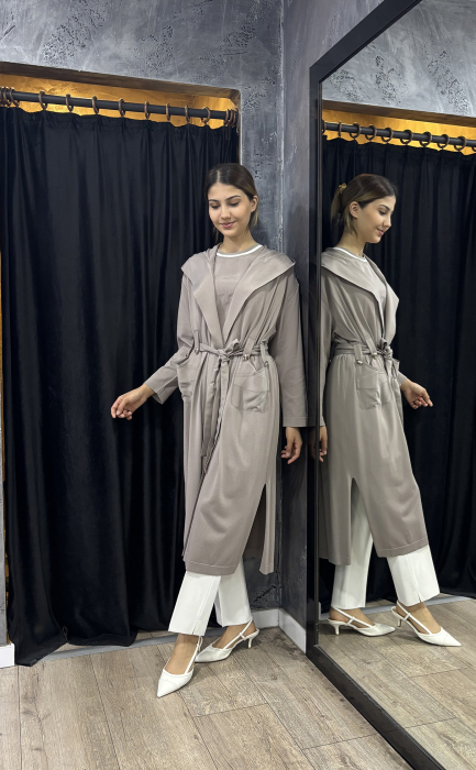 Miss Dalida Kemer Köprülü Düz Renk Hırka MİNK - 3