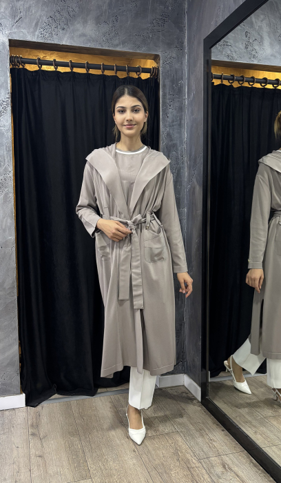 Miss Dalida Kemer Köprülü Düz Renk Hırka MİNK - 6
