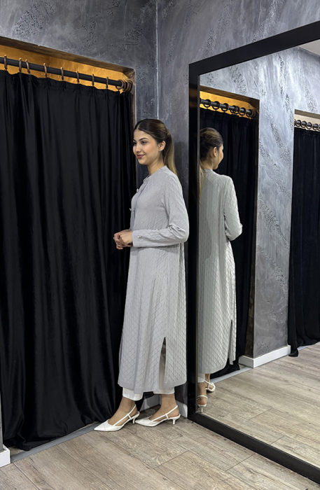 Miss Dalida Kendinden Bakvala Dokulu Triko Hırka GREY - 3
