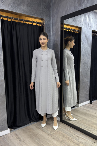 Miss Dalida Kendinden Bakvala Dokulu Triko Hırka GREY - 4