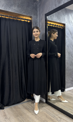 Miss Dalida Kendinden Bakvala Dokulu Triko Hırka SİYAH - 2