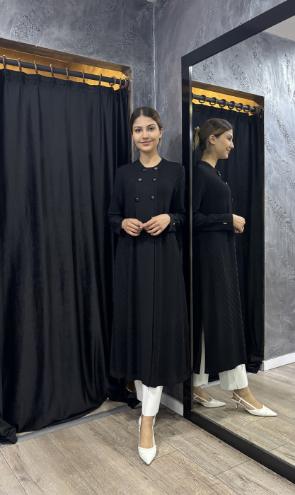 Miss Dalida Kendinden Bakvala Dokulu Triko Hırka SİYAH - 2
