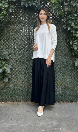 Miss Dalida Merserize Kloş Etek BLACK 