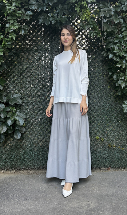 Miss Dalida Merserize Kloş Etek GREY - 1