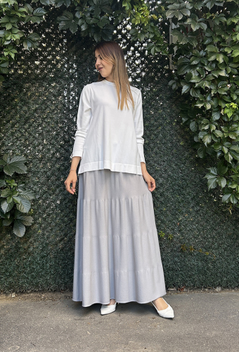 Miss Dalida Merserize Kloş Etek GREY - 2
