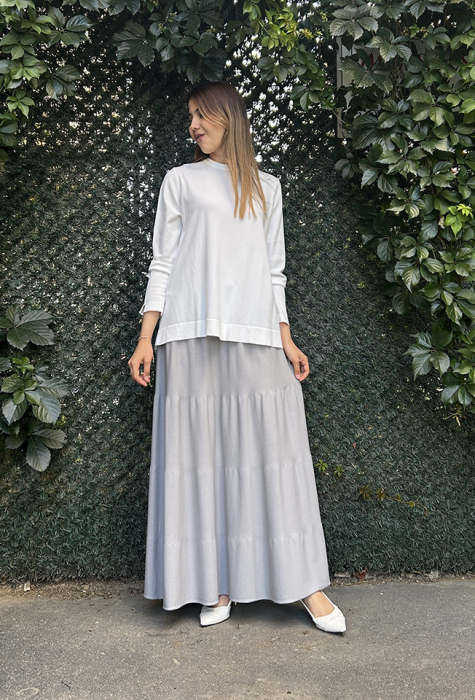 Miss Dalida Merserize Kloş Etek GREY - 2