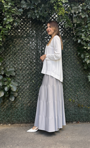 Miss Dalida Merserize Kloş Etek GREY - 3