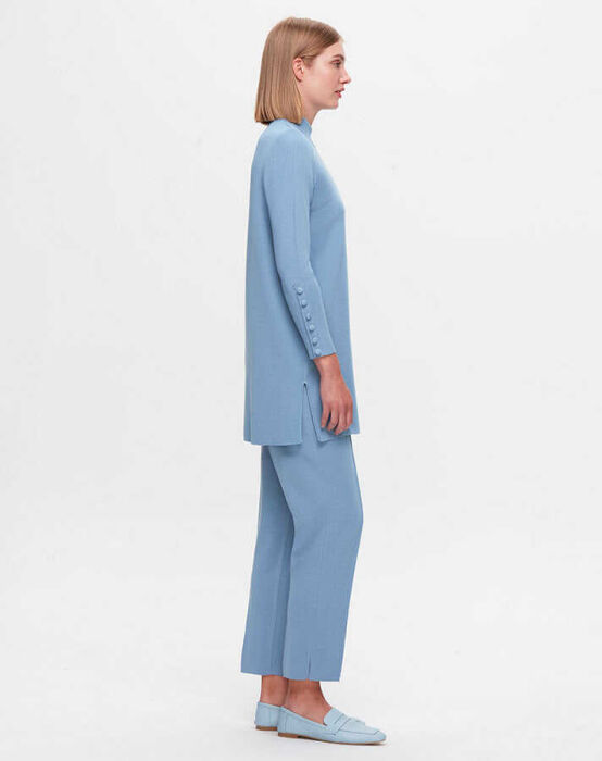 Miss Dalida Uzun Kollu Basic Triko Tunik BLUE - 2