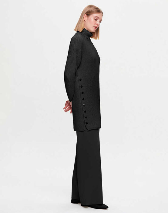 Miss Dalida Yanları Düğmeli Selanik Tunik BLACK - 1