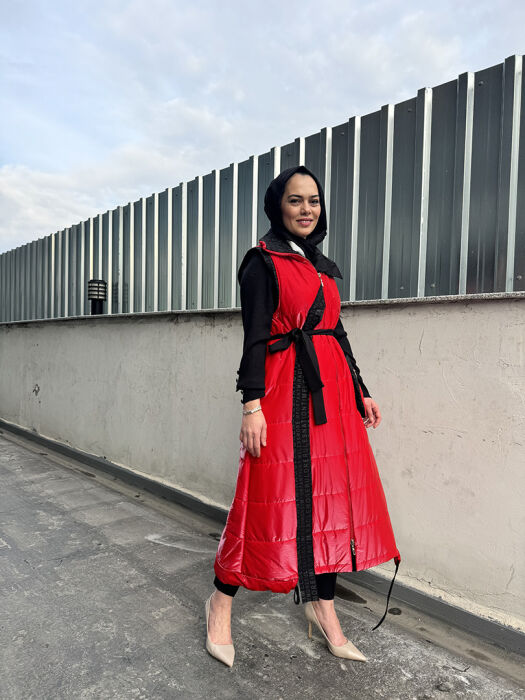 MissWhence Kırmızı Yazılı Şişme Yelek KIRMIZI - 2