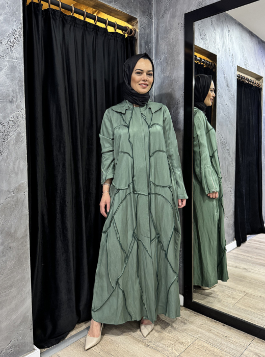 Miss Whence Kolları Fermuar Detaylı Kuşaklı Pardesü YEŞİL - 3