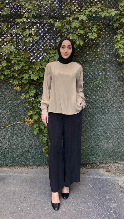 Miss Whence Omuzu Ekli İpek Tunik TAŞ - 1