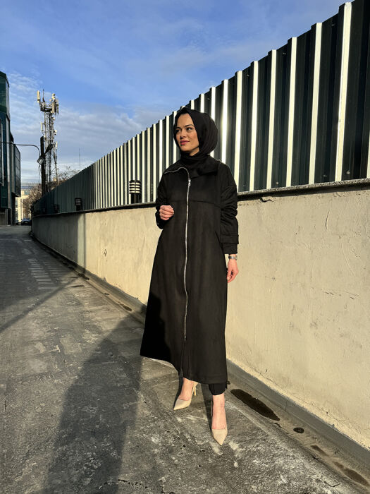 Miss Whence Süet Pardesü SİYAH - 1