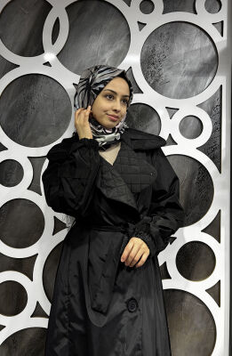 Miss Whence Yaka Kapitöne Detaylı Düğme Detaylı Pardesü SİYAH - 3