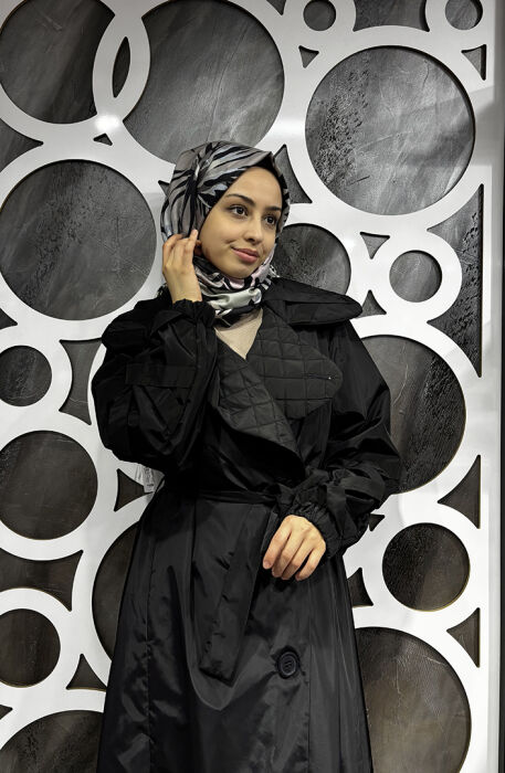 Miss Whence Yaka Kapitöne Detaylı Düğme Detaylı Pardesü SİYAH - 3