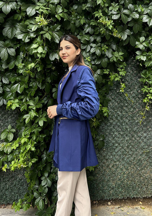 MissEmramiss Kol Saten Ceket LACİVERT - 3