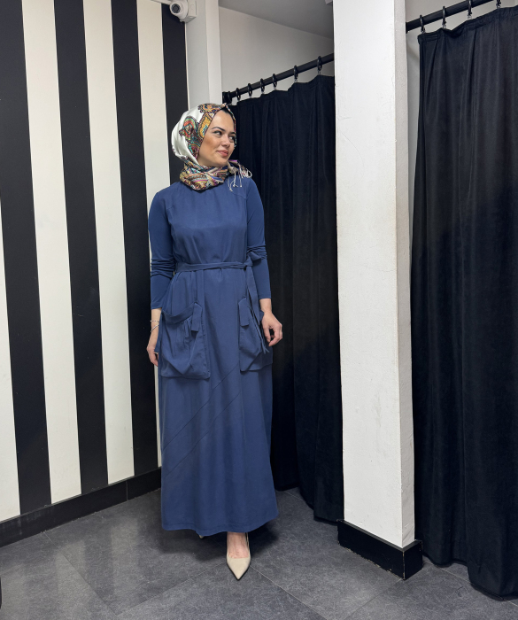 MissWhence Basic Elbise İNDİGO - 3