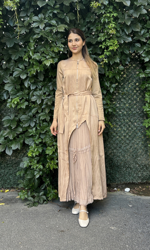 MissWhence Dantel Detaylı Ceketli Elbise CAMEL - 1